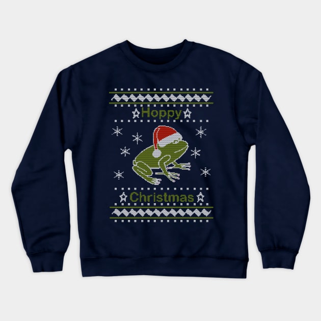 Hoppy Christmas Frog Ugly Sweater Crewneck Sweatshirt by ellenhenryart